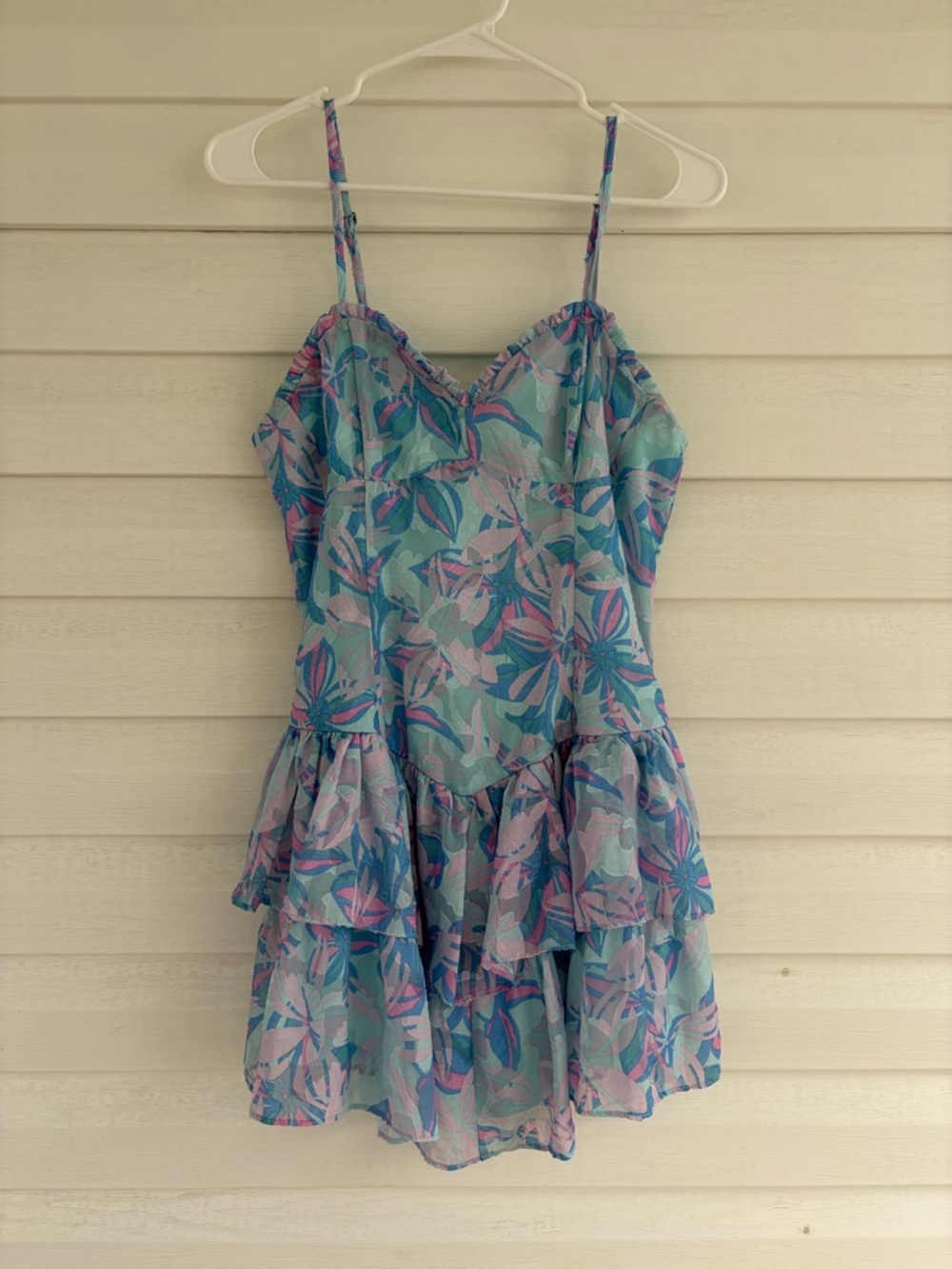 Wild Fable Light Blue Tiered Mini Dress Crop Top Cottagecore Boho Summer